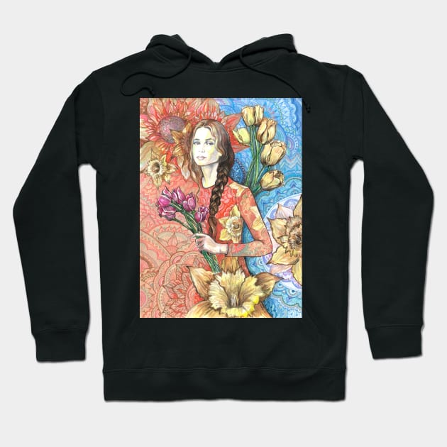 Tulips and Daffodils Hoodie by FanitsaArt